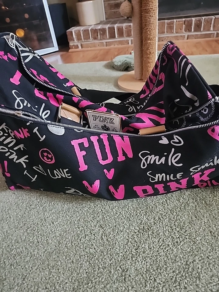 Bolso de Lona Victoria's Secret Love Rosa Leopardo Rodante Cremallera Necesita Reparación Foto 2 de 2