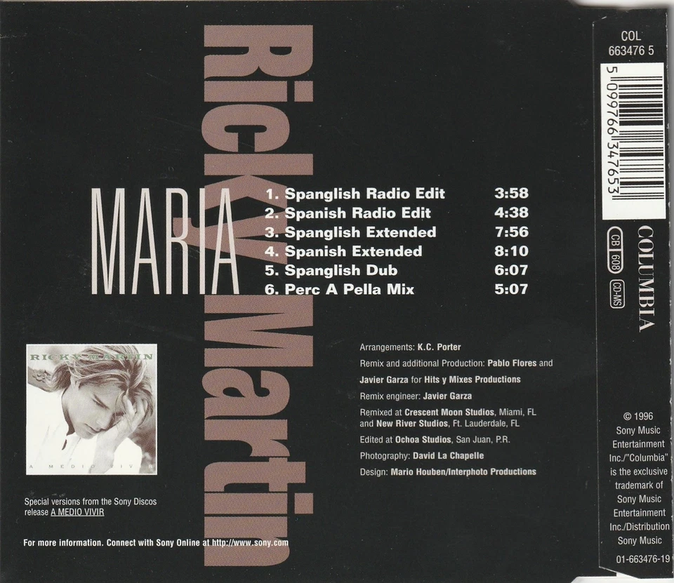 Ricky Martin – Maria (Remixes '97) - 1997 - Maxi-CD - - Bild 2 von 2