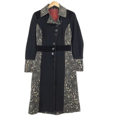 St Martins Schwarzer Wollmischung Langer Mantel Casual Tg7 Damen S Small