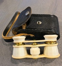 Antique  White USSR Opera Glasses 2,5x24-65 Sovier Union W/Case