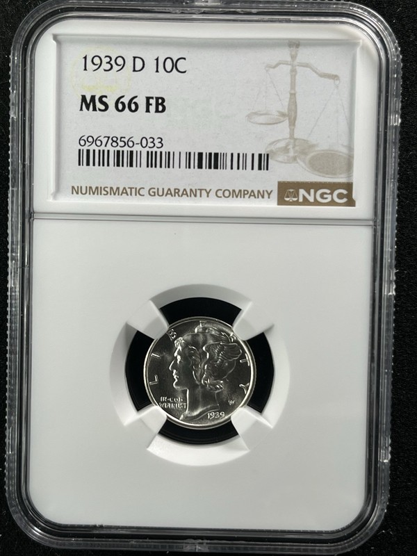 1939-D 10C FB Mercury Dime NGC MS66FB  6967856-033