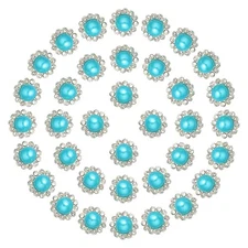 12mm Sunflower Pearl Sew on Rhinestones 200 Pcs for Bedazzling, Lake Blue