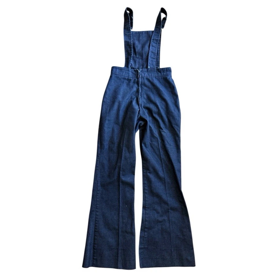 Mono vaquero vintage años 70 cosido mariposa/fondo acampanado campana Foto 3 de 4