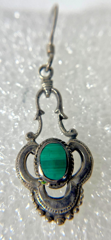 Malachite Serling 925 Earrings French Wire Vintage