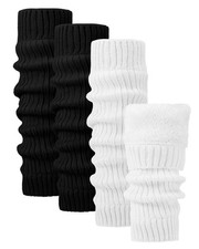 2 Pairs Winter Fleece Lined Leg Warmers Women Warm Long Boot Socks Knit Thick