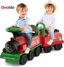 2-Seater Ride on Train with Carriage, 6V Ride on Toy W/Under-Seat Storage, Footr