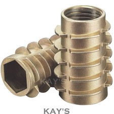 M4 M5 M6 M8 THREADED INSERTS FOR WOOD SCREW DRIVE FURNITURE FIXING NUTS TYPE E