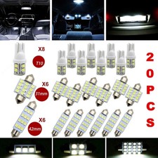 20pcs Car Interior White combo LED Map Dome Door Trunk License Plate Light bulbs