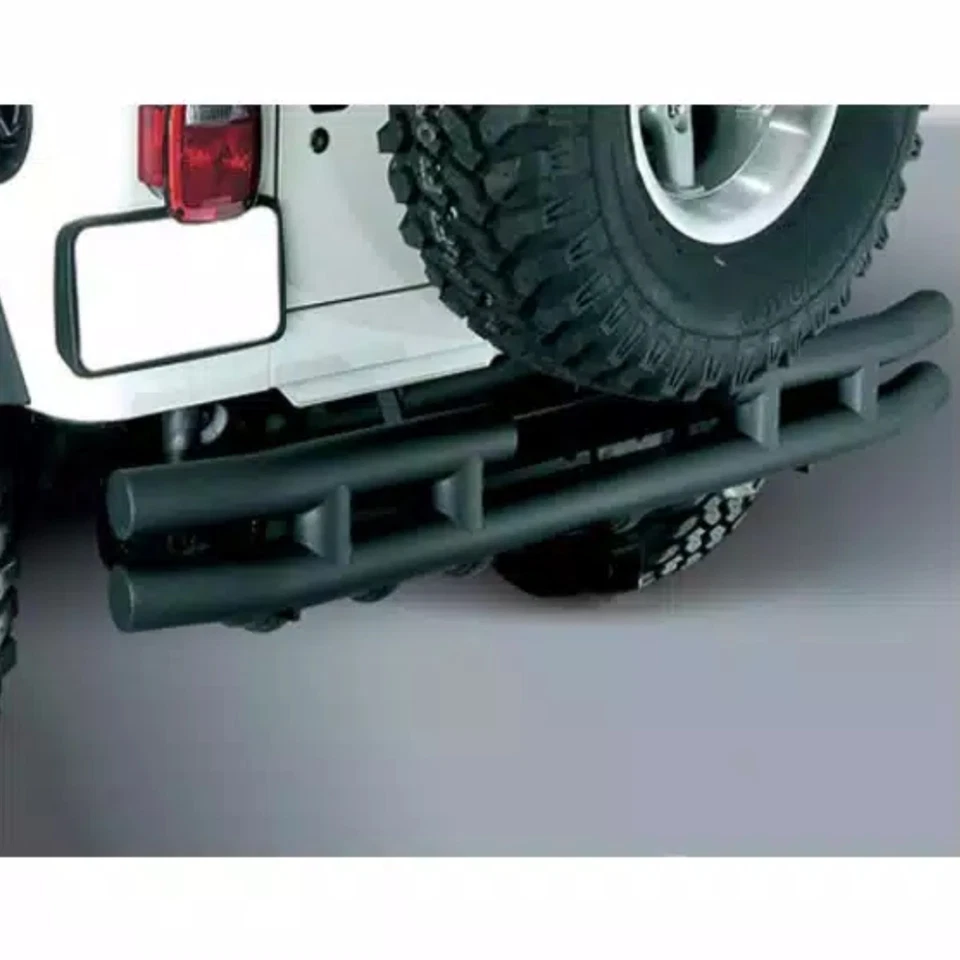 Rugged Ridge Dual Tube 3" Semi-Gloss Black Rear Bumper for CJ-5 CJ-7 Scrambler Foto 2 de 4