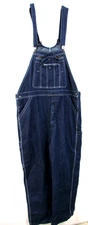 Real Work Jeans All-Cotton Bib Overalls Dark Blue Denim Size 40x32 Relaxed