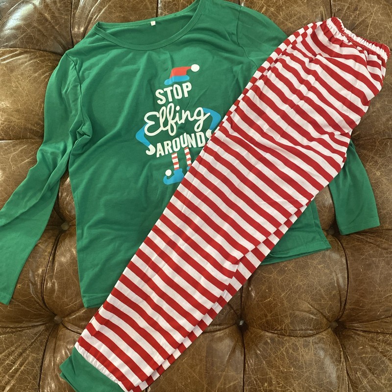 Christmas Pajamas Stop Elfing Around Set Adult Small Or Kids Xl (read)