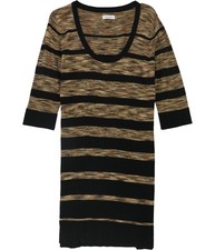 Calvin Klein Womens Striped Sweater Dress, Brown, Large