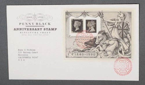MayfairStamps Great Britain FDC 1990 Penny Black Anniversary Souvenir Sheet Firs