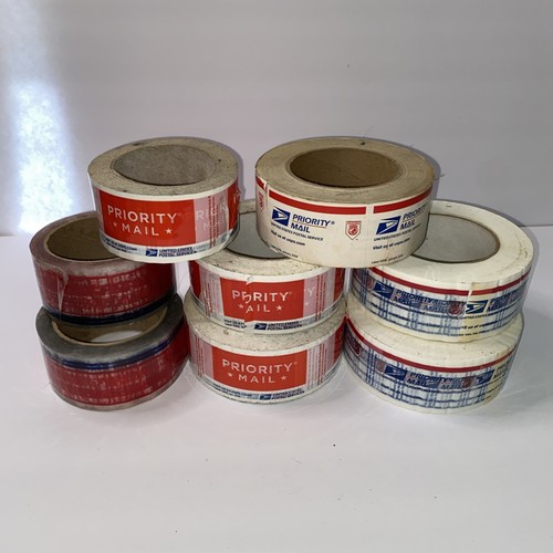 8 Vintage Priority Mailing Packaging Tape Rolls (2 New Red White Blue Eagle) HTF