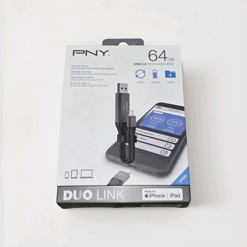 PNY Duo Link 4 64GB USB 3.0 OTG Flash Drive für iPhone & iPad Neu Originalverpackt