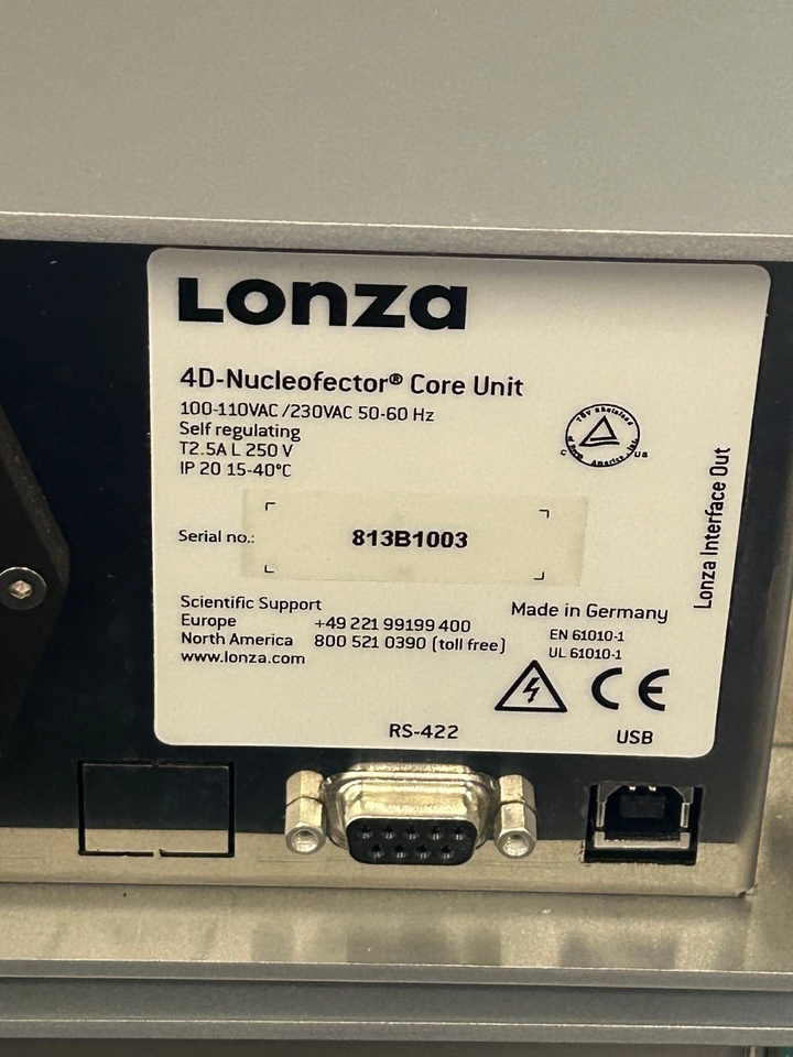 Lonza 4D Nucleofector Nucleofection Transfection System Core Unit & X ...