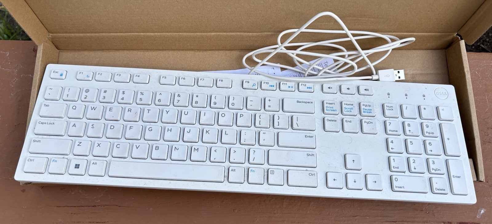 Genuine Dell Multimedia White USB Computer Keyboard Thin Lig