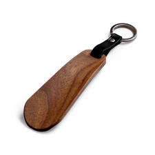 Hacoa Wood Mini Shoehorn Walnut Portable Shoe Horn Keychain Leather Strap Japan