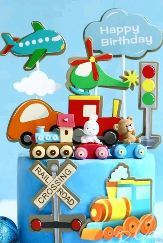 8pcs Transport Cake Topper Set Party Supplies Helicopter Plane Train Birthday - image 4 of 4