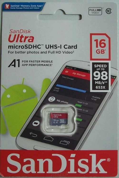 SanDisk 16GB Ultra Plus Micro SDHC UHS-1 Card speed 98 MB/s-653X Full HD Video - Image 2 of 3