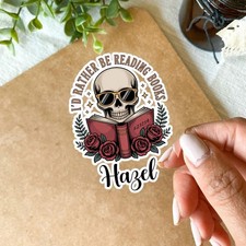 Personalized Skull Reading Book Sticker, Waterproof Vinyl Decal For Book Lovers