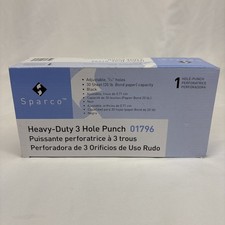 Sparco Heavy-Duty Adjustable 9/32" 3-Hole Punch SPR01796 30 Sheets Black NIB