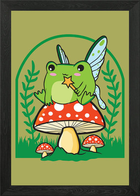 Cottagecore Aesthetic Frog gerahmtes Wandbild Poster Leinwanddruck Bild
