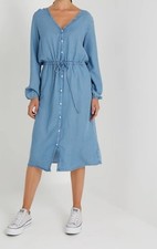 Gap Chambray Shirt Dress Tie Waist Button Up Preppy Career Vacatio Travel