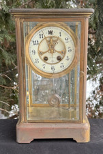 Antique C 1900 Gilbert Crystal Regulator Clock RUNS GOOD - SEE VIDEO - READ