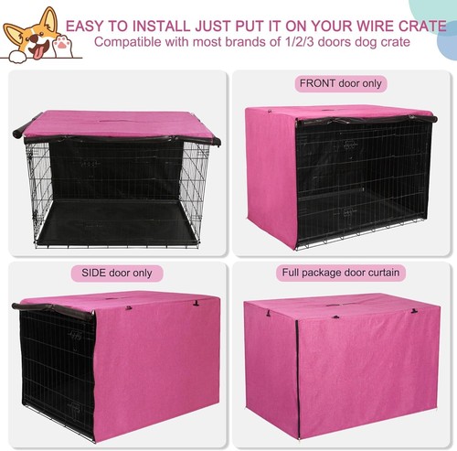 Elegant Pink Dog Crate Cover for 48 Inch Standard Metal Crates - Easy Setup - Picture 7 of 9