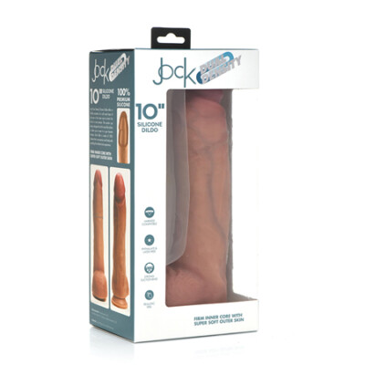 Curve Toys Jock Dual Density 10 in.Silicone Dildo with Balls & Suction Cup  Light
