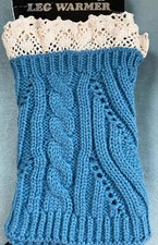 Leg Warmers/ Boot Toppers With Lace Blue