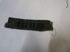 MILITARY PATCH NAME TAPE SEW ON OD GREEN COMBAT USED WITH ACEVEDO