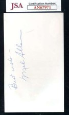 Mel Allen JSA Coa Signed 3x5 Index Card Autograph