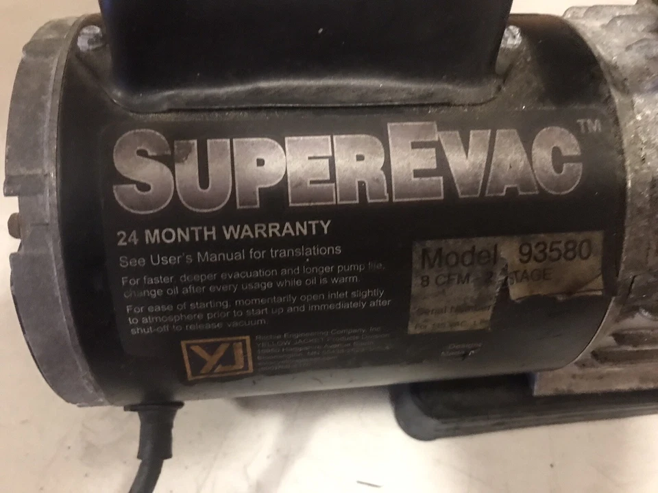 CHAQUETA AMARILLA BOMBA SUPEREVAC 93580 2 ETAPAS - SOBRECARGA TÉRMICA 8 CFM Foto 2 de 4