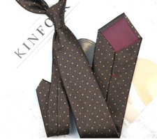 New Classic Polka Dot Brown JACQUARD WOVEN 100 Silk Men's Necktie Tie