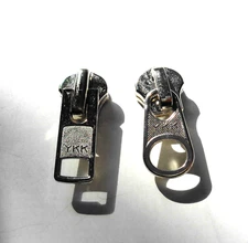 Set of 2 Nickel #10 heavy duty YKK jacket sliders for 2 Way Metal zipper