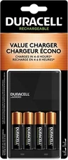 Duracell AA / AAA NiMH Battery Value Charger, With 4 AA Rechargeable Batteries