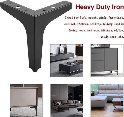 4PCS Metal Furniture Sofa Legs Modern Triangle Replacement Feet For Bed Cabinet - Picture 10 of 10
