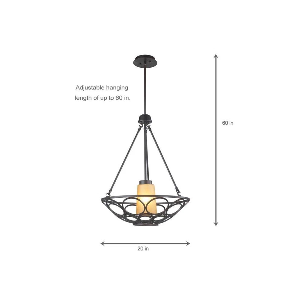 World Imports ES5959OB4 1-Light Oil-Rubbed Bronze Pendant w/Frosted Glass Shade - Image 4 of 4