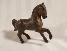 1920'S A.C. WILLIAMS CAST IRON HORSE PONY STILL COIN BANK ORIGINAL GOLD PAINT