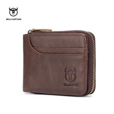 BULLCAPTAIN Men Wallet Cowhide Leather Coin Purse Card Holder Pocket Wallet 2018
