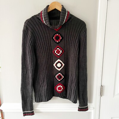 Vintage Liz Claiborne Crazy Horse Holiday Turtleneck Sweater Size XL