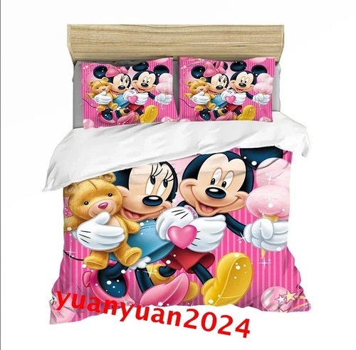 Minnie Mouse Pink 3D Duvet Cover Pillowcases Single Double King Bedding Set Gift - Picture 7 of 17