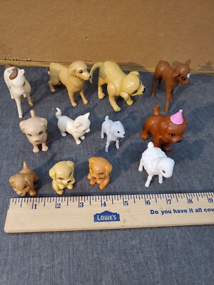 LOT of 12 Barbie size Pet Dogs Puppies Cat Horse Cow Lamb Figures VARIOUS sizes 