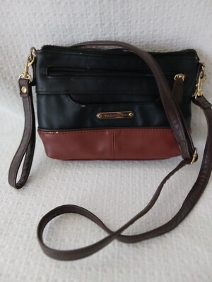 STONE MOUNTAIN BONDED LEATHER CROSSBODY, 2TONE BLACK/BROWN,SMALL