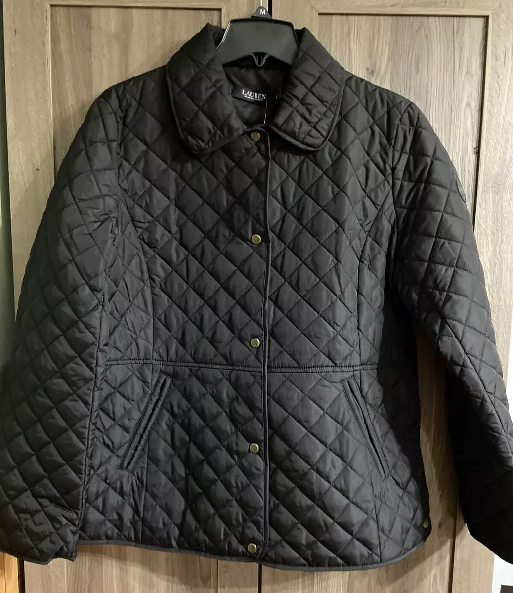 Lauren Ralph Lauren BLack Quilted Jacket Women’s L Classic RL NWT $160