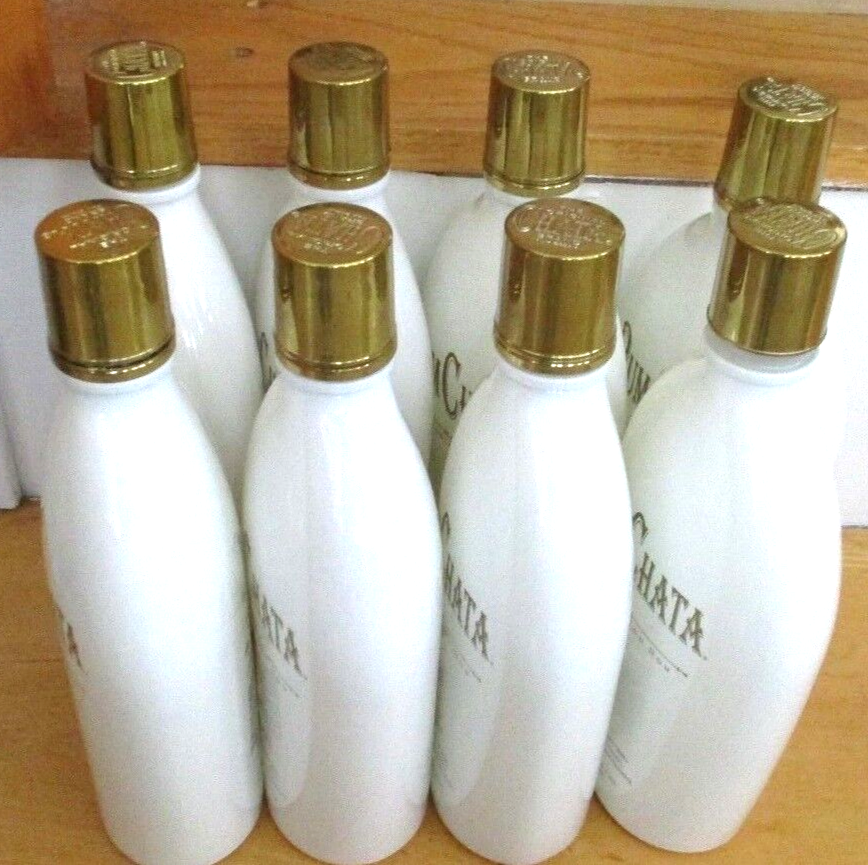 8 Empty RUM CHATA 750 ML WHITE GLASS Bottles Metallic Gold Screw On
