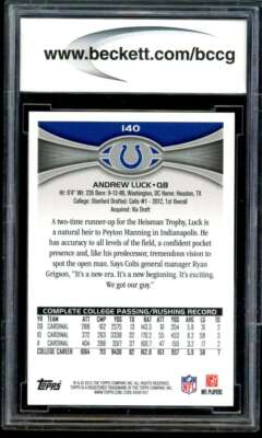 Andrew Luck Rookie Card 2012 Topps #140A BGS BCCG 9 | eBay