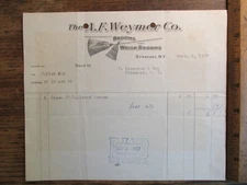 Antique Vintage Ephemera Billhead Syracuse NY AF Weymer Co Brooms Whisk Brooms